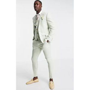 ASOS DESIGN super skinny wool mix suit pants in pastel green twill - Siz